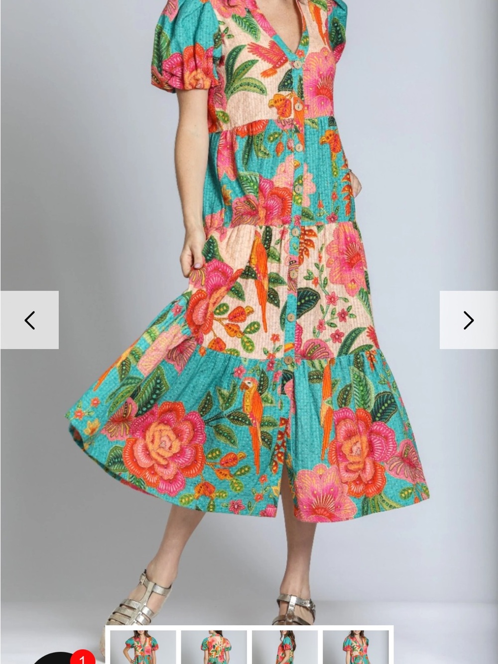 APNY Women’s Floral Green Summer Dress size medium - Picture 3 of 3